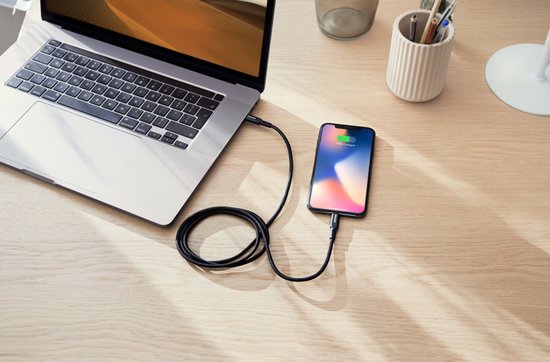 Philips USB-Kabel 3.0 - USB-C - Lightning - Kompatibel mit iPhone - Länge 1,2 Meter - Schwarz - Nylon