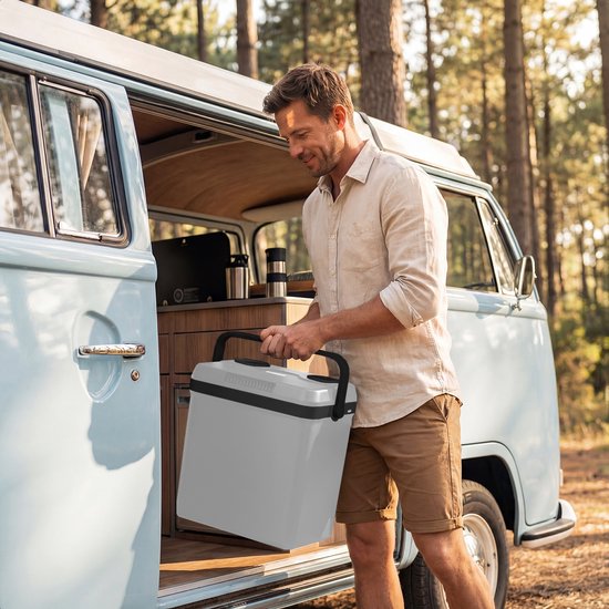 Auronic Coolbox Electric 12V und 230V - 25L - Camping-Kühlschrank - Auto - Kühlung und Heizung - Kühlbox - Hellgrau