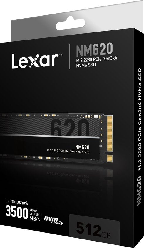 Lexar NM620 – Interne SSD – PCIe Gen3x4 – NVMe M.2 2280 – 512 GB