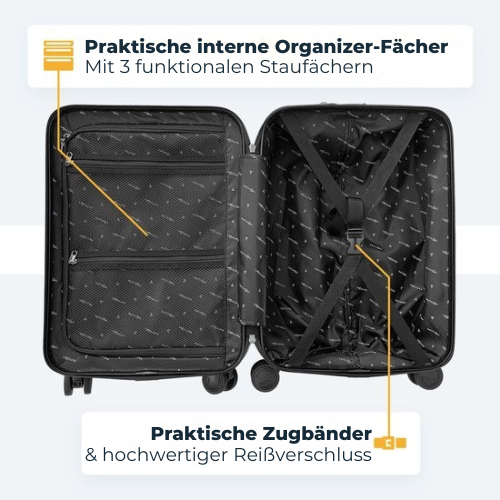 Pathsail - Handgepäck Koffer mit Fronttasche - inkl. TSA-Schloss & Spinner-Räder - Leicht - Weiß