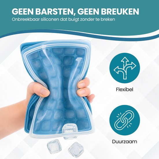 TTD® Luxury Ice Cube Mould mit Deckel - 2er Set - 40 + 40 kleinere quadratische Eiswürfel - 100% Silikon - BPA frei - Eiswürfelform