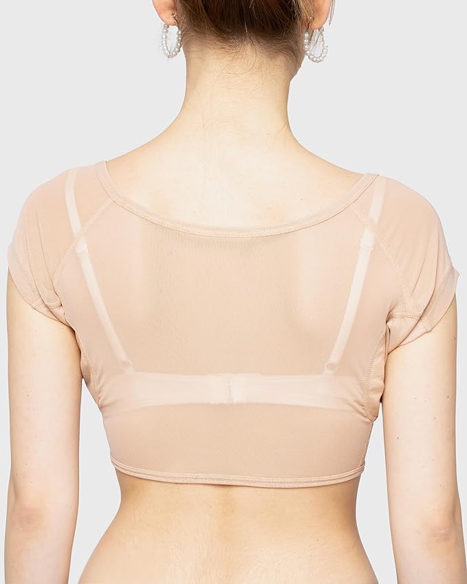 Fibershirts Top Damen Antisudor Weiß - Saugfähiges Unterhemd - Gegen Schweißflecken Größe M