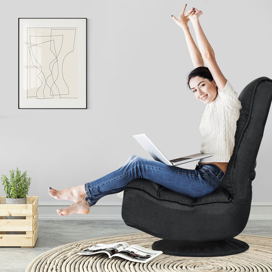 Coast Relax Armchair Bodensessel - Drehbar, klappbar, Max. 150 KG - 59 x 75 x 83 cm - Stoff/Eisen - Schwarz