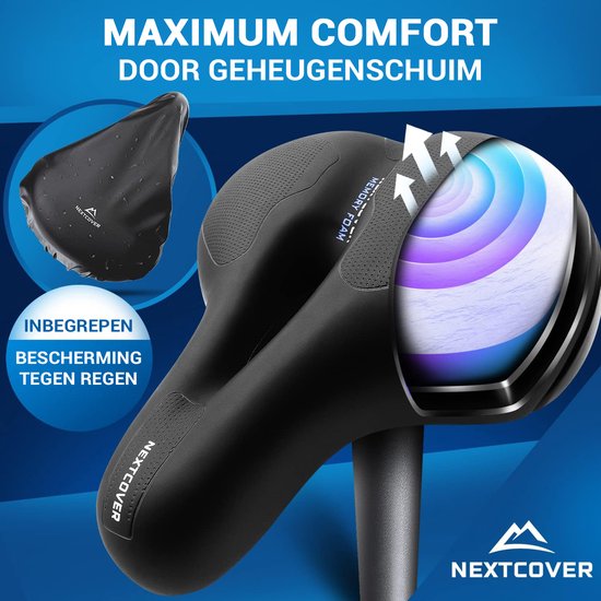 Nextcover Fahrradsattel – Airflow – Ergonomisch – Memory-Schaum – Schwarz