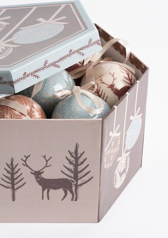 House of Seasons Weihnachtskugeln Geschenkset - 14 Stück - Ø8 cm - Unzerbrechlich - Hellblau, Braun