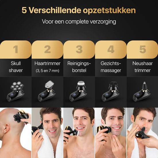 Wellshave 5 in 1 Shaver Men Deluxe - Gesichts- und Kopfrasierer - Nass- und Trockenrasierer - Nasentrimmer - Schädelrasierer