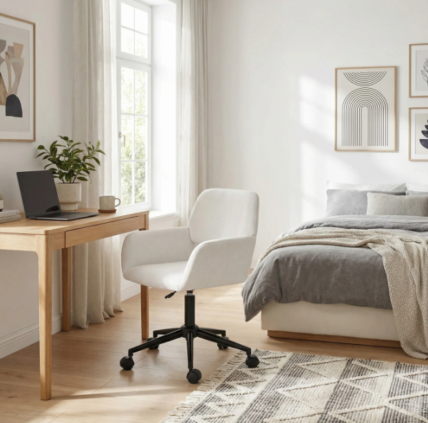 Urban Meuble Kinderschreibtischstuhl aus Stoff – Beige – 57,5 x 58 x 84,5 cm – höhenverstellbar