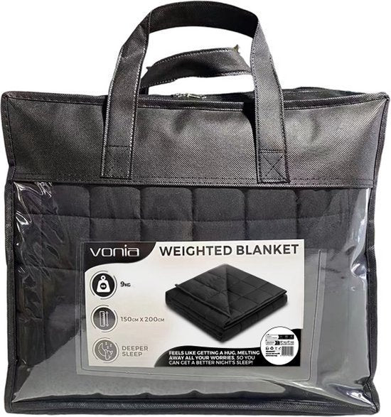 Vonia Beschwerungsdecke 9 kg - Beschwerungsdecke - 150 x 200 cm - Schwarz