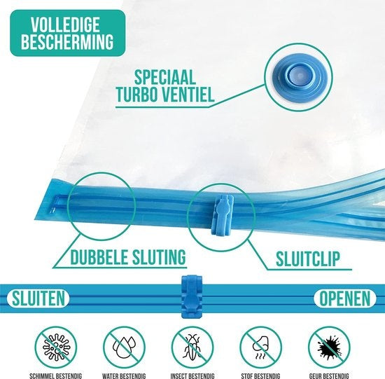 Strex Vacuum Bags Duvets & Clothes - 14 Stück / 4 Größen - Reisebeutel / Vakuumbeutel - inkl. Handpumpe