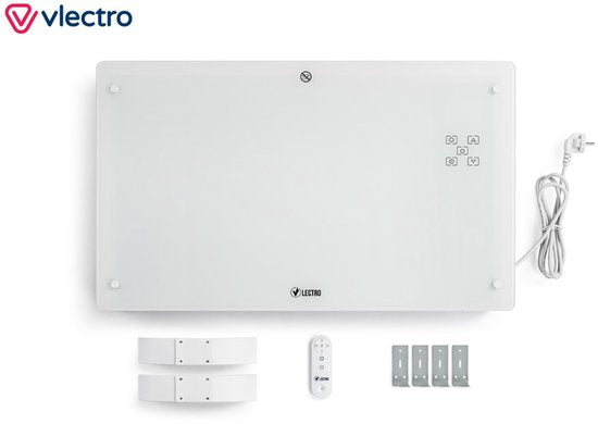 Vlectro - Elektroherd & Konvektor - 2000W - LED Display & Fernbedienung - Weißes Metall & Kunststoff - Wandmontage & freistehend - Energieeffizient mit Thermostat