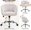 Yaheetech Samt-Bürostuhl mit Armlehnen und Rollen – Beige – 60 x 56,5 x 73–83 cm