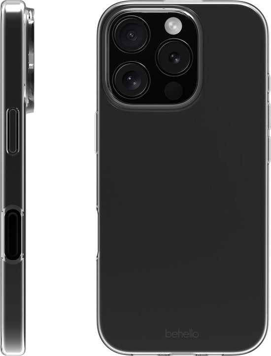 BeHello Case iPhone 16 Pro - Dünne Gel-Hülle - Flexible iPhone 16 Pro Hülle aus ökologischem Kunststoff - Transparent