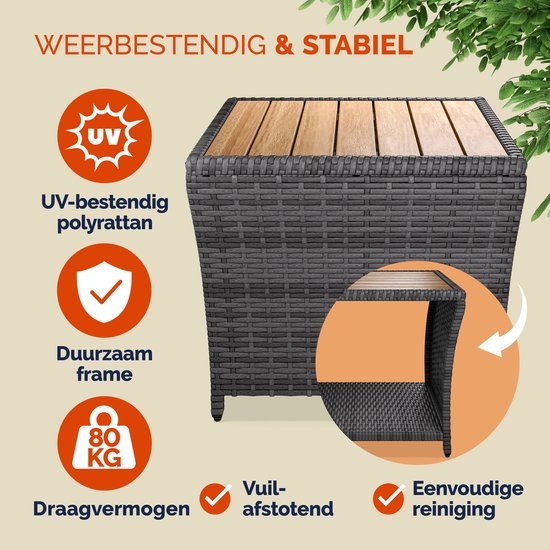 Casaria Beistelltisch - Polyrattan Quadratisch 45x45x40cm - Grau