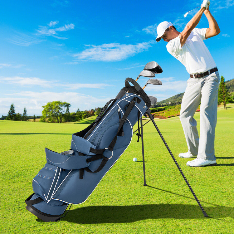 Coast Golf Stand Cart Bag - 4-fach unterteilt - Leichtgewicht mit 4 Staufächern - Inklusive Regenschutz - Griffe und doppelter Schultergurt - Maße: 36 x 32 x 112 cm - Farbe: Schwarz