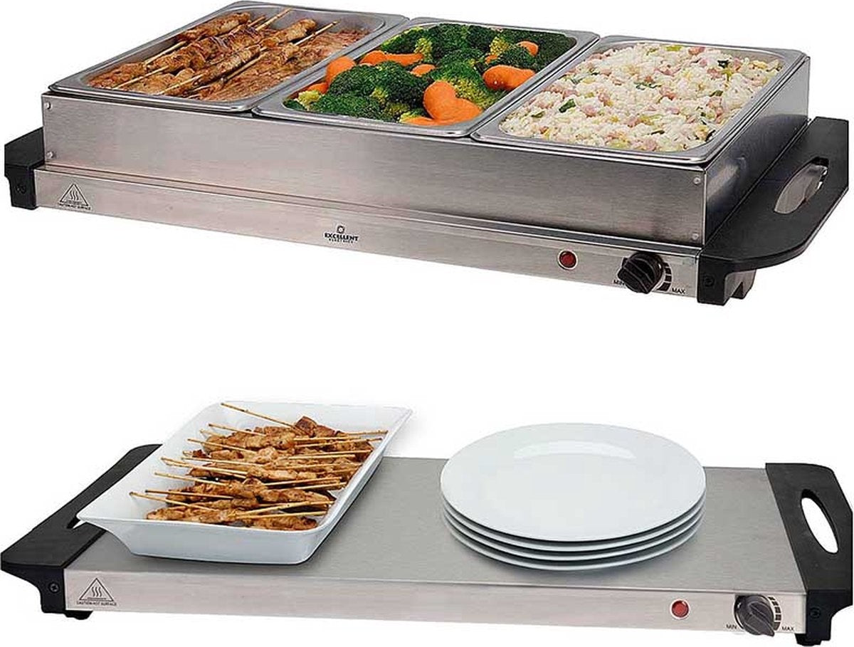 Excellent Electrics Buffetwärmer - Heizplatte - 300W - 53 x 35 x 10cm - Edelstahl