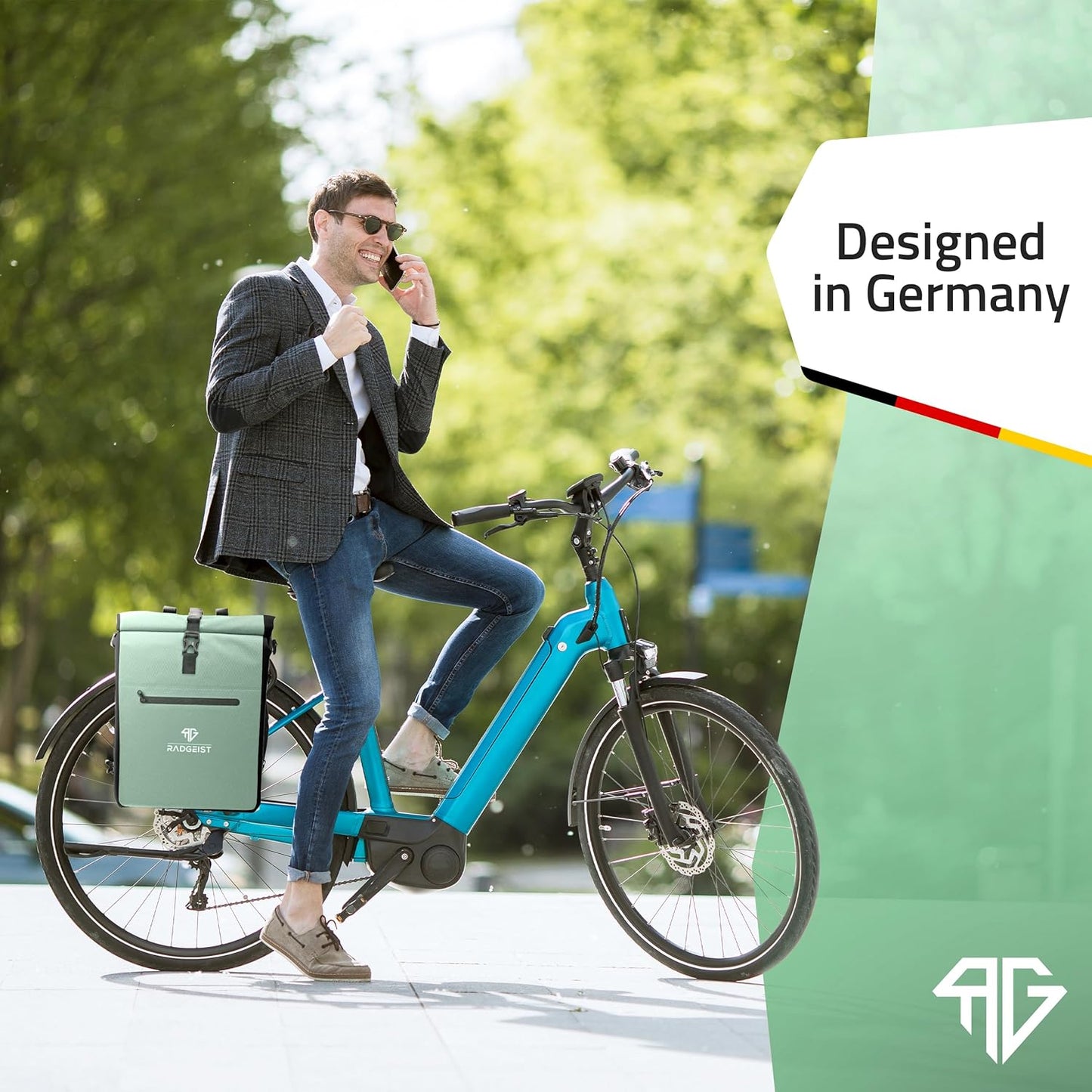 RADGEIST 3in1 Fahrradtasche - Fahrradrucksack - Tragetasche - Umhängetasche - mit Laptopfach - wasserdicht - 25L - Mint