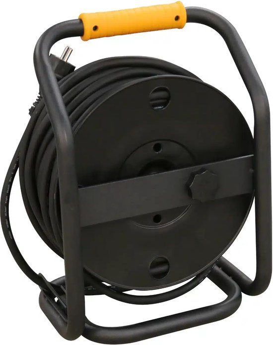 Relectric Pro Kabelrolle – 40 m – 4 Steckdosen – Mit Aufrollknopf – Schutzleiter – IP44 – RELEC493111