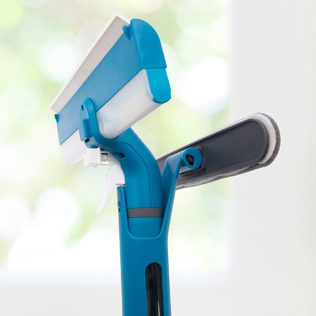 Livington WindowBuddy 3-in-1-Fensterreiniger mit Teleskopstiel und Schmutzwassertank