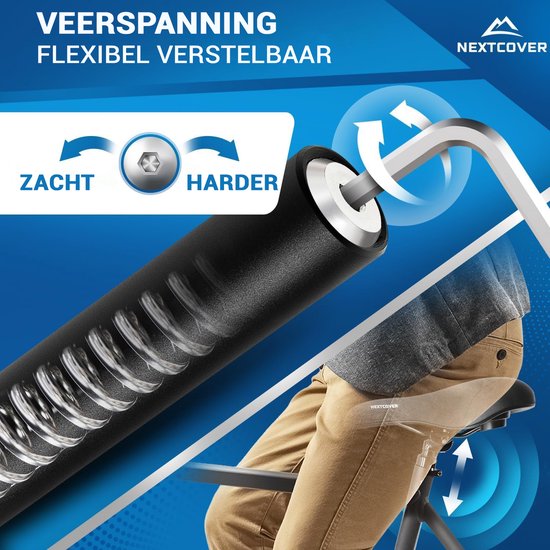 NEXTCOVER® Federsattelstütze - Das Original - Sattelstütze - 31.6 mm Durchmesser - Comfort-Spring Technologie - Mit Federung - Schwarz