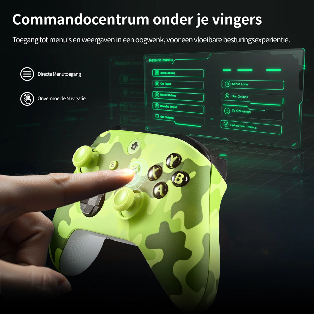 Rexsun WR007 Kabelloser Gamecontroller – Camouflage-Grün – 2,4 GHz, Xbox One/PC, Vibrationsfunktion
