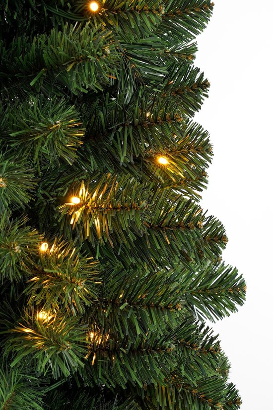 Black Box Trees Charlton – Schmaler Weihnachtsbaum mit Timer und Dimmfunktion – Weihnachtsdekoration für den Innenbereich während der Feiertage – Kunstbaum mit Scharnierkonstruktion – H 215 x Ø 56 cm – Grün