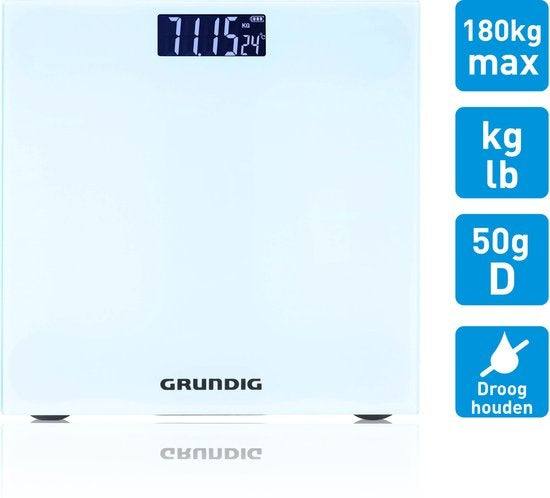 Grundig Personenwaage - Digitale Waage - 50 Gr Genauigkeit - bis zu 180 KG