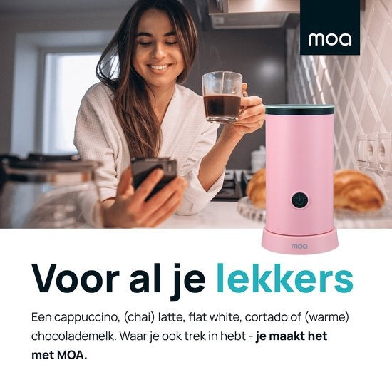 MOA Milchaufschäumer elektrisch - BPA-frei - zum Aufschäumen und Erhitzen - Pink - MF5P