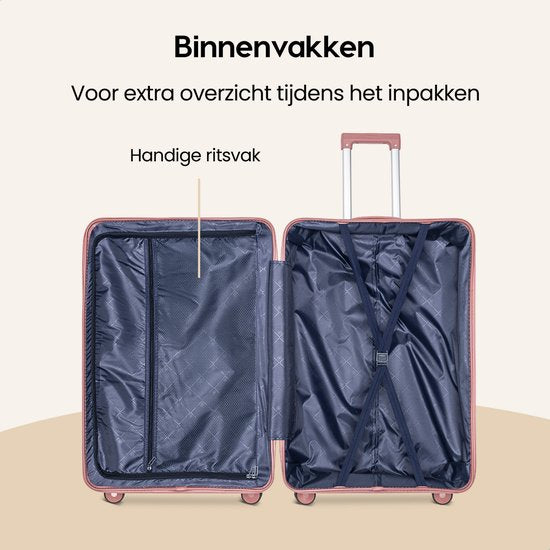 SKYCASES Urban Adventurer - Mittlerer Reisekoffer - Zahlenschloss - 44x27x66cm - 78L - Reisekoffer mit Kofferschloss - Spinner-Räder - Pink