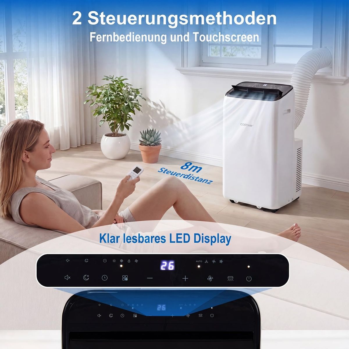 Coast Mobile Klimaanlage – 5-in-1-Klimaregelung – 12.000 BTU – Für Räume bis zu 46 m² – Weiß