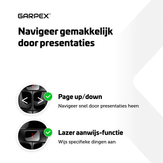 Garpex® Wireless Presenter - Präsentationsklicker - Wireless Presenter - Powerpoint-Fernbedienung - Laserpointer - Wireless