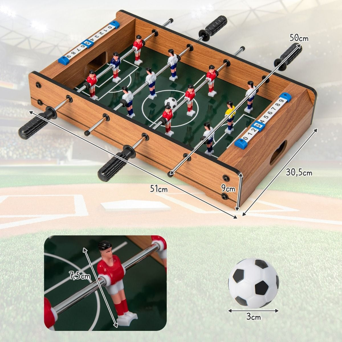 Coast Mini-Fußballtisch - Für Kinder - 51 x 31 x9 cm