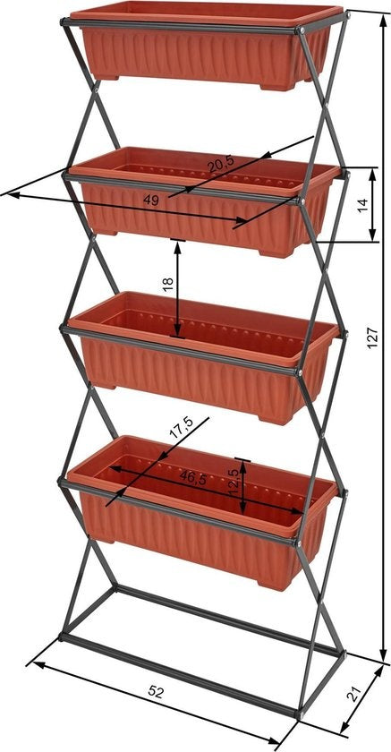 tectake - Verticaal plantenrek met 4 bakken - 403445