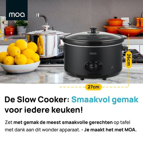 MOA Slowcooker - 6,5 Liter - Keramik-Innenbehälter - Schwarz