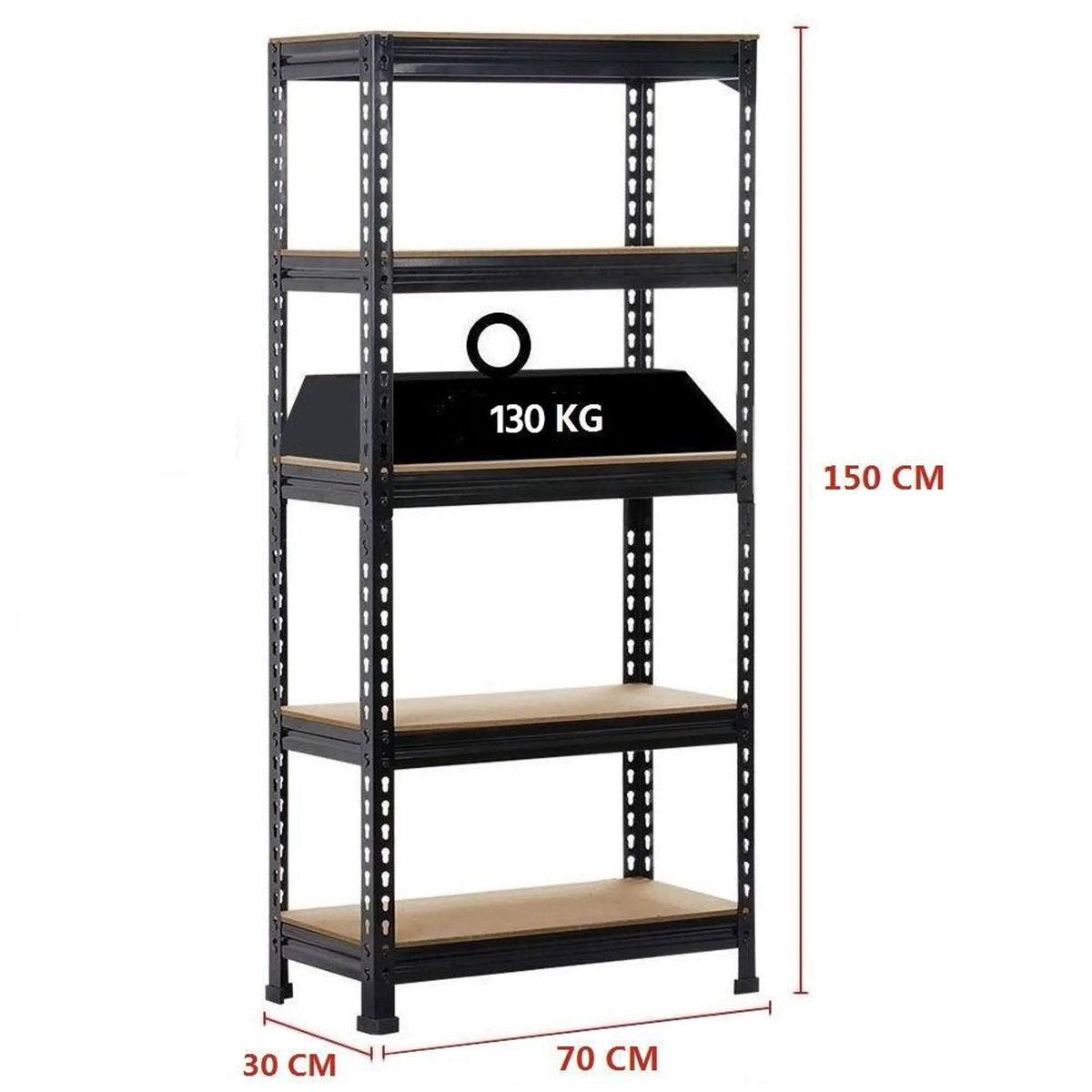 Yaheetech Regalschrank, 2 Stück, 70 x 30 x 150 cm – Schwarz – 5 verstellbare Einlegeböden
