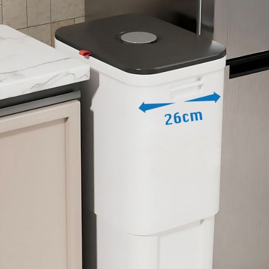 Nexxt Verstellbarer Mülleimer – Abfallbehälter – 25 l bis 45 l – mit Rollen