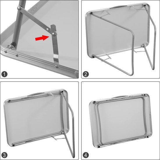 Klapptisch - Tragbarer Schreibtisch - Kompaktes Gestell - Klappbare Oberfläche - Reise-Arbeitsplatz - Leichte Platte - Einfach aufstellbare Platte - Schwarz - 70x60x50 cm
