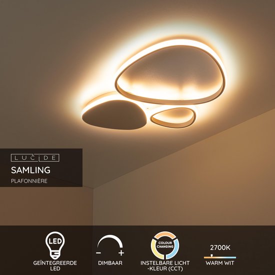 Lucide SAMLING – Deckenleuchte – LED, dimmbar – CCT – 1x30 W, 2700 K/4000 K – Taupe