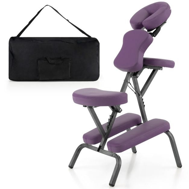 Coast Massagesessel - Zusammenklappbar - Mit Tragetasche - Max 150 kg - 48 x 55 x 120 cm - Lila