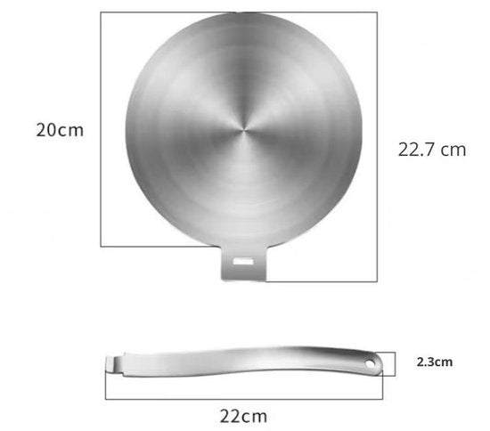 Induktions-Adapterplatte – 20 cm – Abnehmbarer Griff – Geeignet für nicht-induktionsgeeignete Töpfe