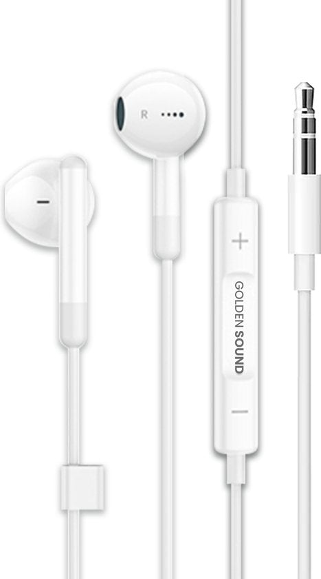 Golden Sound Wired Earbuds - Ohrhörer mit Kabel und Mikrofon - 3,5 mm Klinkenanschluss