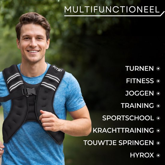 Fitby Gewichtsweste 10 kg – Laufweste – Weighted Vest – Gewichtswesten – Gewichte – Verstellbar – Krafttraining & Crossfit – Cardio – Schwarz