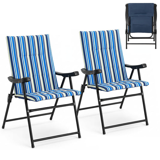 Klappbare Strandstühle, 2er-Set – Blau/Grün – 150 kg – Breite Sitzfläche – Mit Armlehnen