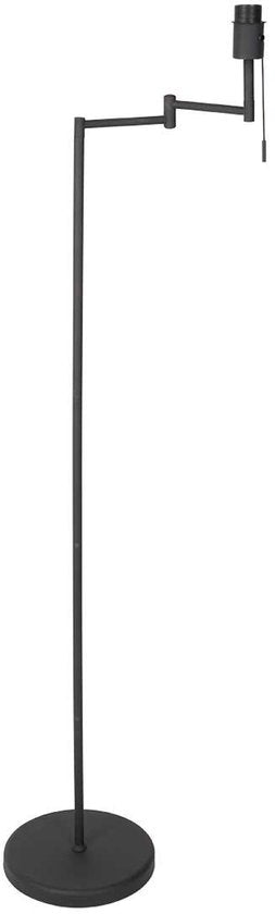 Stehlampe Bella 3407ZW – Schwarz mit schwenkbarem Arm, ausklappbar und Zugschalter – Mexlite – Zeitloses Design aus Kunststoff, Metall und Elektronik, Höhe 135 cm, Reichweite 45 cm