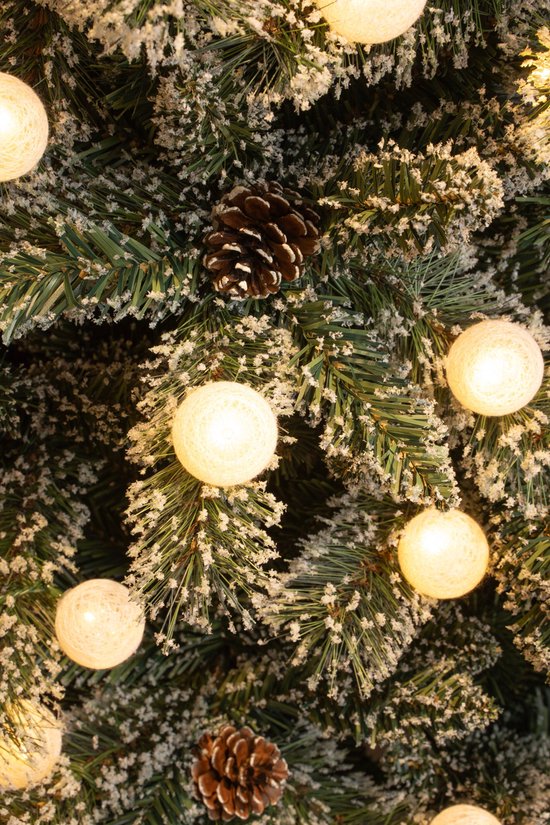 Black Box Trees Kaprun Künstlicher Weihnachtsbaum im Topf mit LED-Beleuchtung - H90 x Ø51 cm - Grün gefrostet, Rot