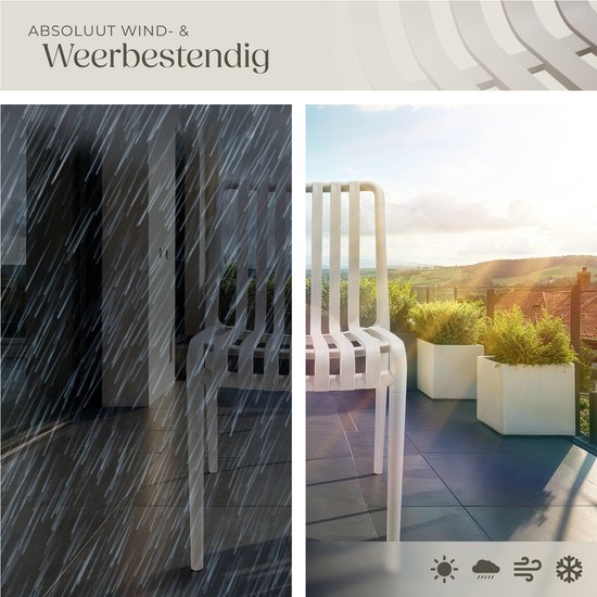 tectake® 2er Set Gartenstühle Alcudia - Taupe - Kunststoffstühle - Stapelbar - Stühle für Garten, Terrasse oder Balkon - Wetterfest und UV-beständig - Belastbarkeit 120kg pro Gartenstuhl