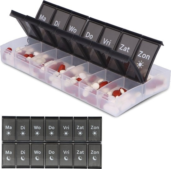 SafeLife XL Medikamentenbox - 7 Tage Pillenbox - Morgen & Abend Fächer