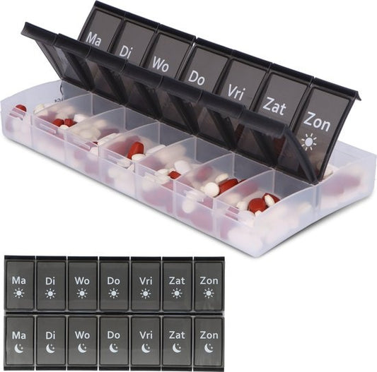 SafeLife XL Medikamentenbox - 7 Tage Pillenbox - Morgen & Abend Fächer