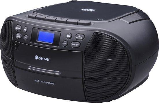 Denver TDC-280 - Boombox - DAB - FM - Radio - CD-Player - Kassette - AUX-Eingang - Uhr - Wecker - Schwarz