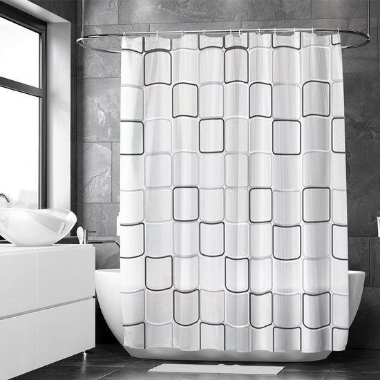 Loti Living Duschvorhang Anti-Schimmel - Würfel Design - Inklusive Ringe - Wasserdicht - Polyester - Duschvorhang 180x200 cm