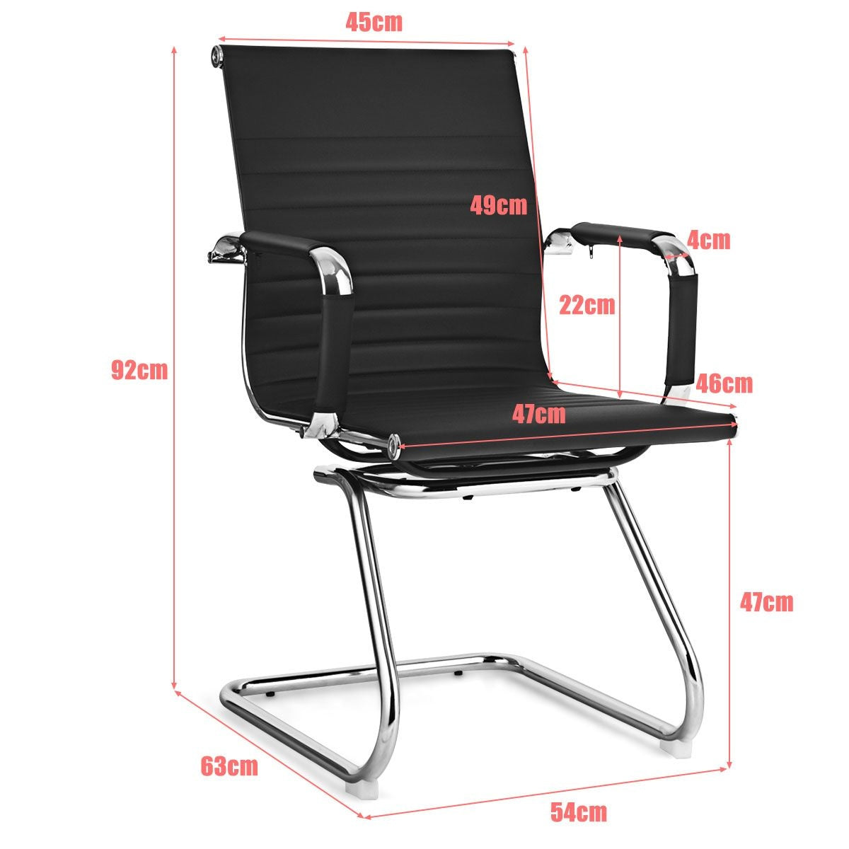 Coast Bürostühle - 2er-Set - PU-Leder - Max. 120 kg - Schwarz